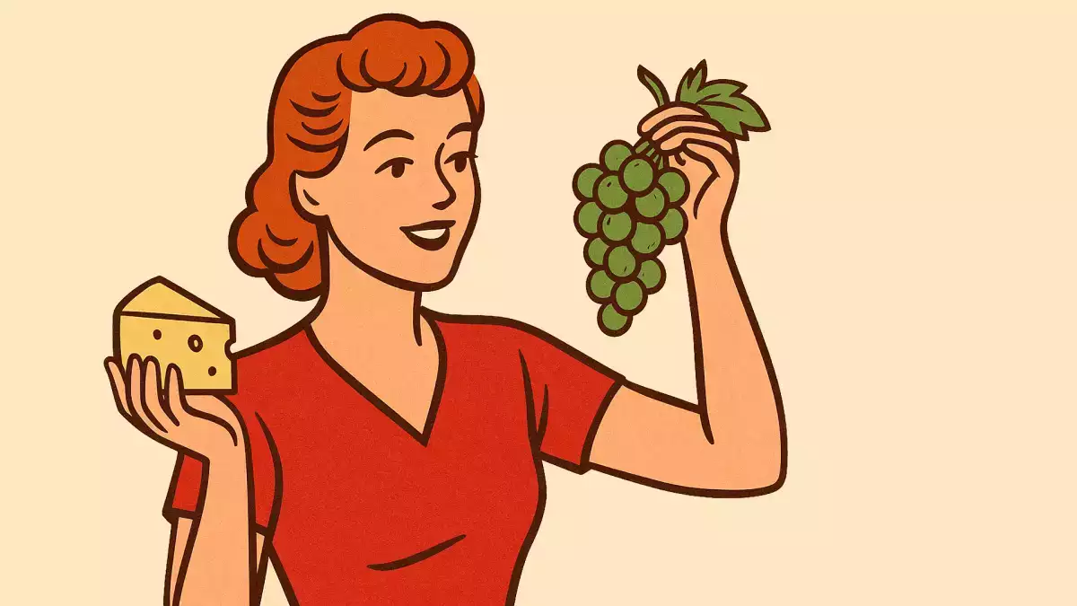 Winogrona z serem smakują jak pocałunek