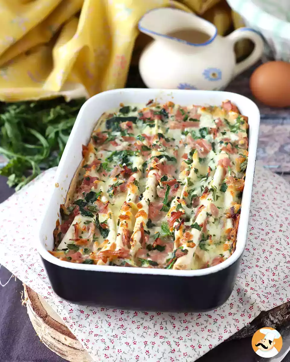 5. Tortilla gratin z szynką, szpinakiem i serem mozzarella