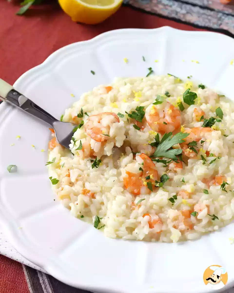 10. Risotto z krewetkami i cytryną