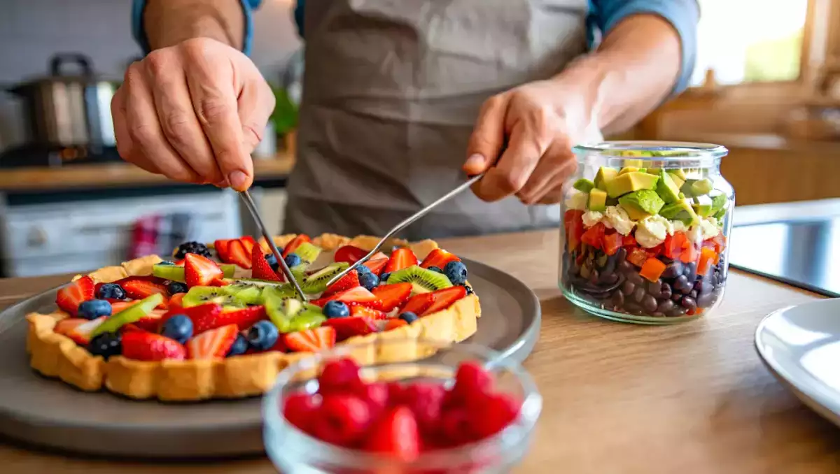 Codzienny menu, 25 maja: owocowa tarta, sałatka meksykańska i sernik z kompotem