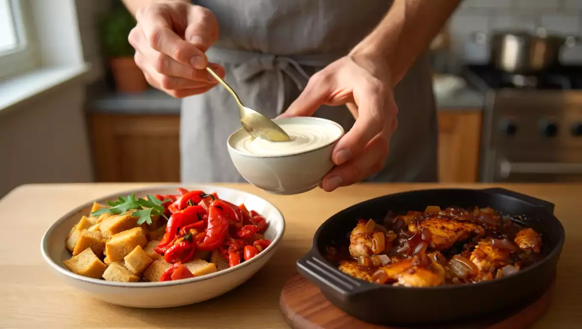 Codzienny menu, 23 czerwca: sałatka z pieczonej papryki, kurczak yassa i panna cotta pistacjowa