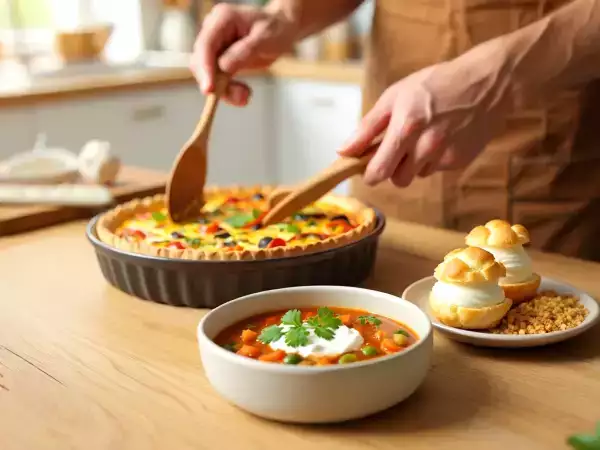 Codzienny menu, 6 maja: wegetariańska zupa chorba, wiosenny quiche marchewkowy i ptysie z kremem