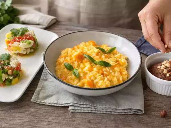 Menu dnia, 28 października: ceviche z dorsza, jesienne risotto z dynią i krem orzechowy