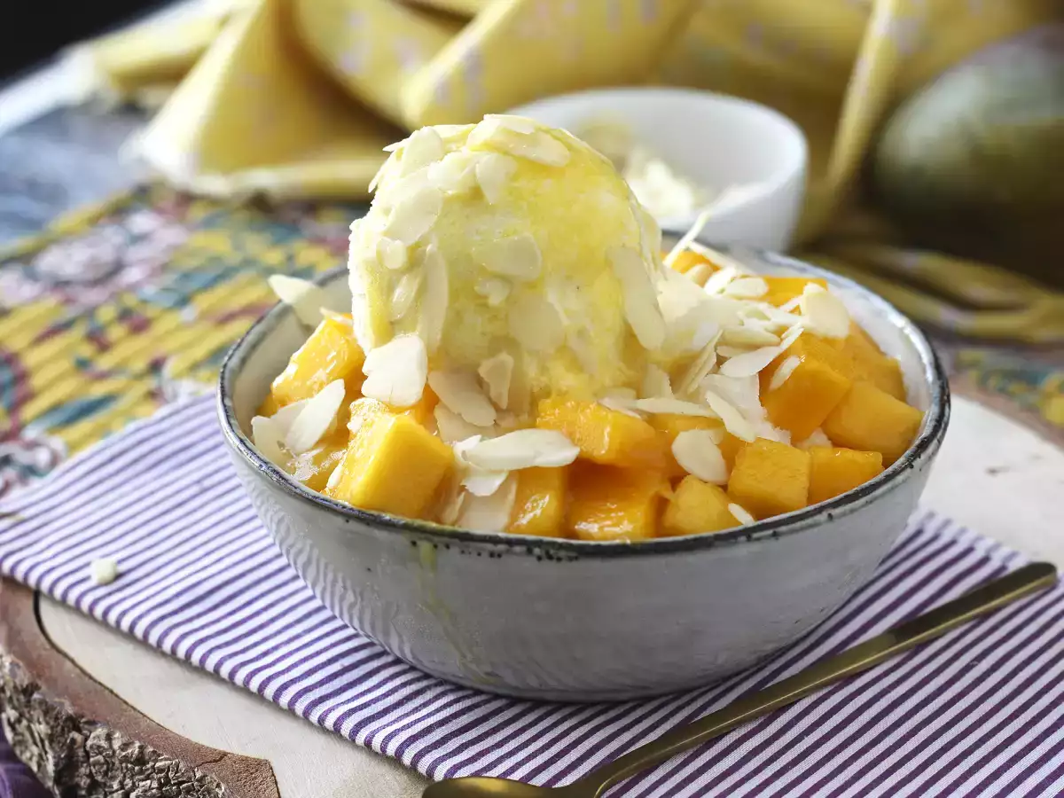 Przepis Mango bingsu, pyszny koreański deser z mango, który jest hitem na całym świecie