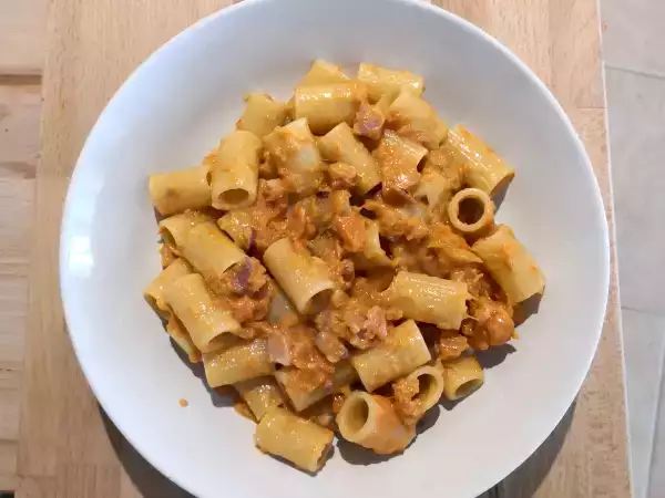 Przepis Makaron z dynią i boczkiem