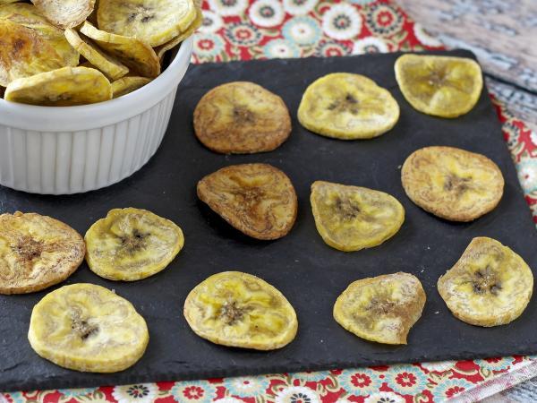 Przepis Chipsy z bananów macho pieczone w piekarniku