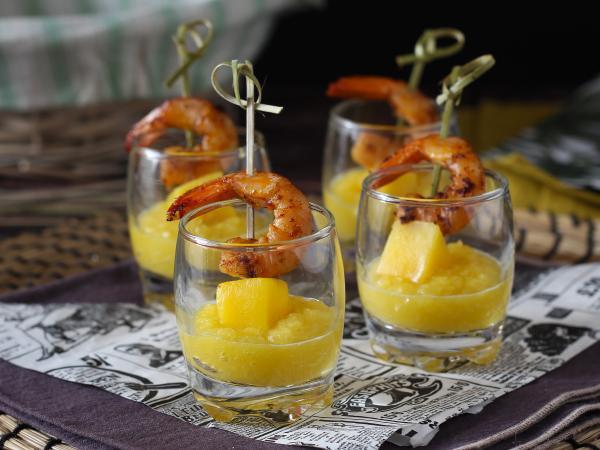 Przepis Krewetki i mango w verrines na słodko-pikantny aperitif