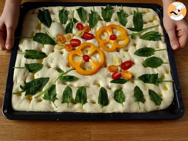 Kwiatowa focaccia - sztuka focaccia - Przygotowanie krok 8