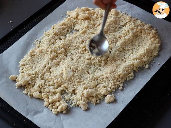 Wegetariańskie verrines: krem z groszku, kruszonka z parmezanu i krem mascarpone - Przygotowanie krok 2