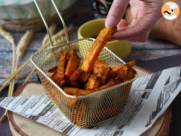 Frytki ze słodkich ziemniaków w frytkownicy powietrznej - chrupiące i miękkie! - Przygotowanie krok 5