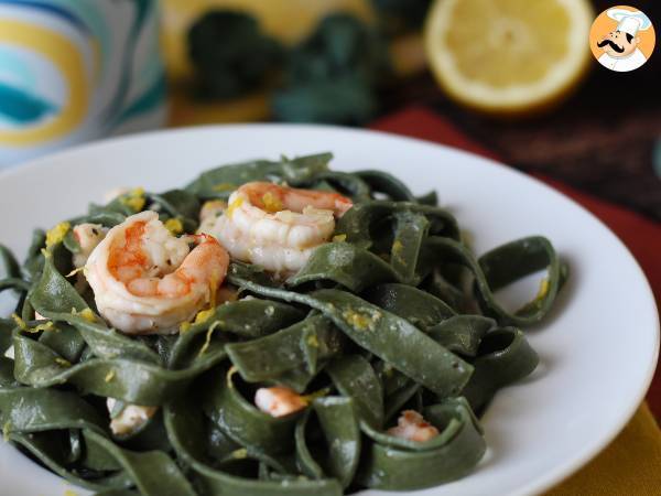 Makaron ze spiruliną z krewetkami i cytryną: bogate w składniki odżywcze pierwsze danie o wyjątkowym smaku - Przygotowanie krok 8