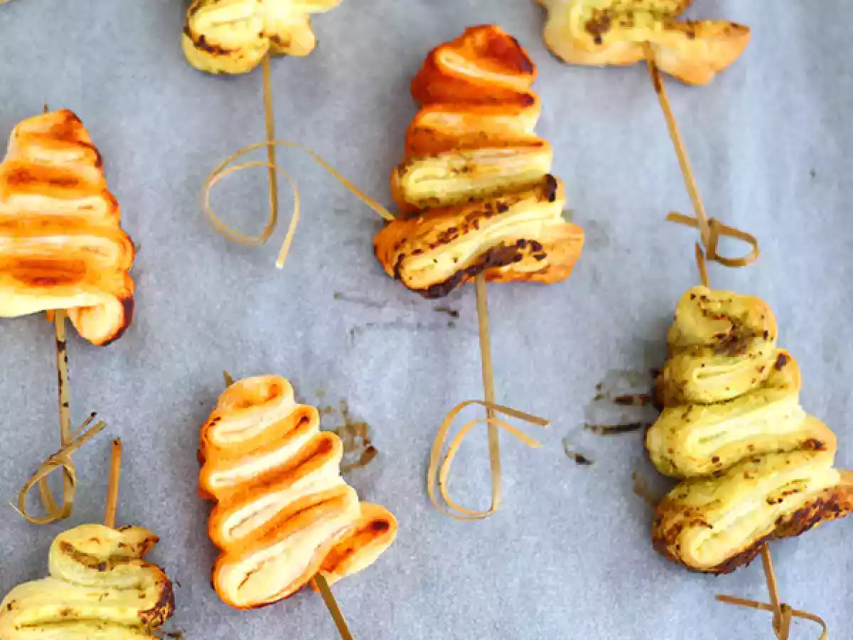 Choinki z ciasta francuskiego z pesto na świąteczny aperitif - zdjęcie 3