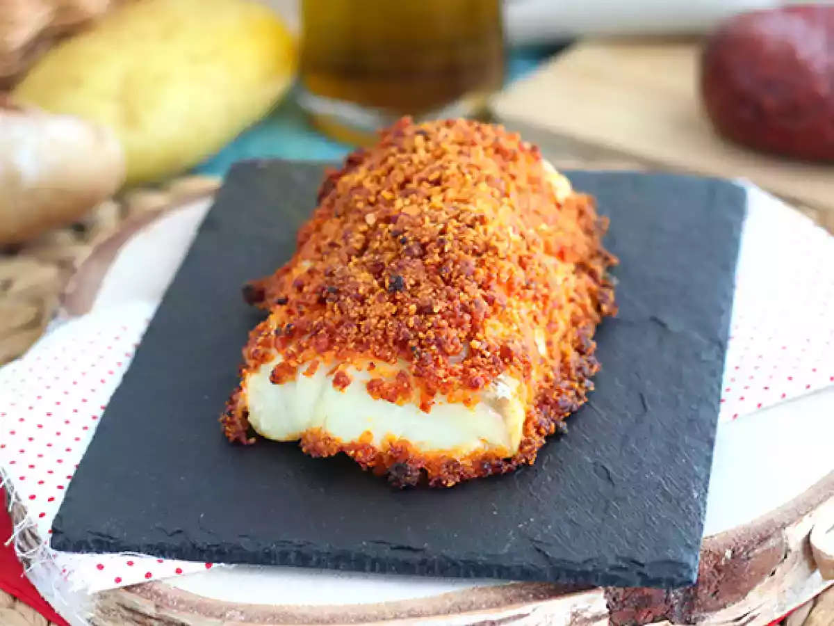 Dorsz w panierce z chorizo