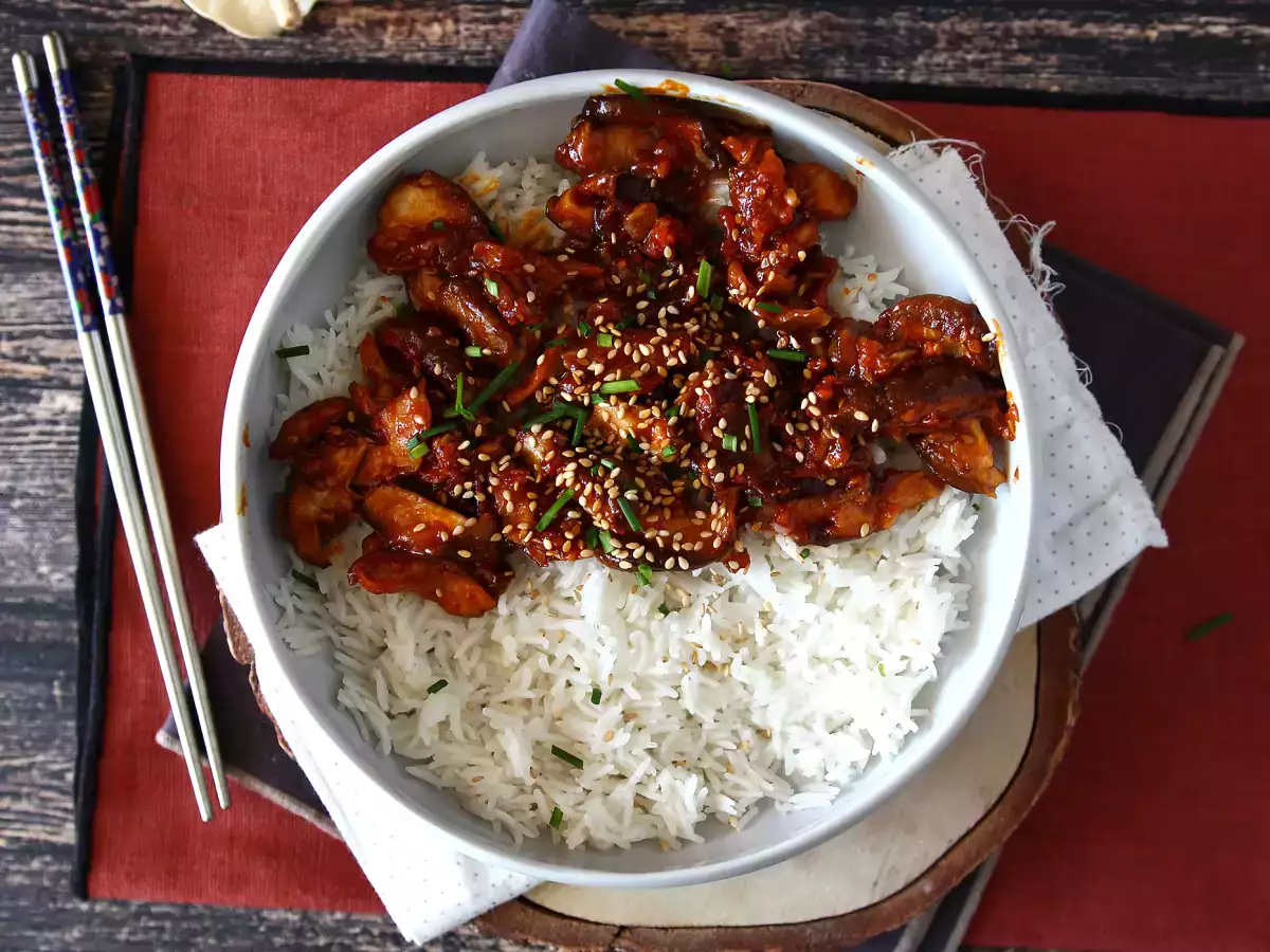 Grzyby shiitake po koreańsku w sosie gochujang - zdjęcie 4