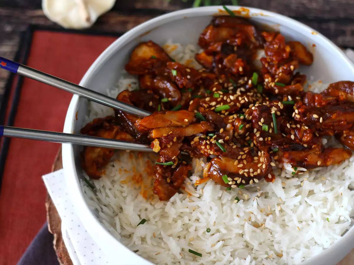 Grzyby shiitake po koreańsku w sosie gochujang - zdjęcie 5