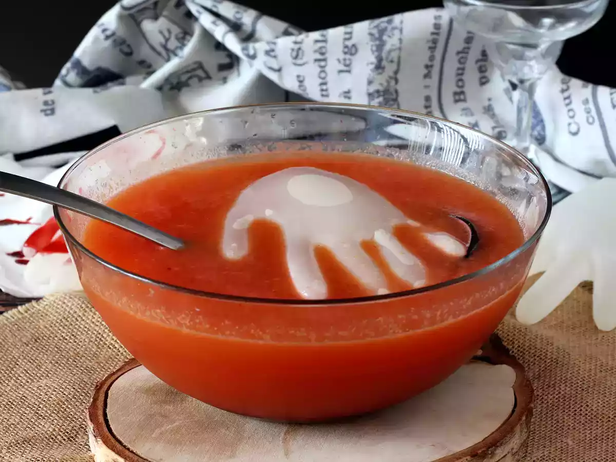 Halloweenowy koktajl z ręką w kształcie kostki lodu - łatwy przepis!