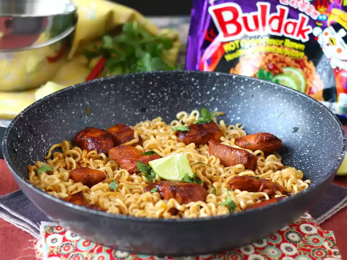 Jak ugotować makaron Buldak Habanero Lime, przepis z marynowanym kurczakiem! - zdjęcie 5