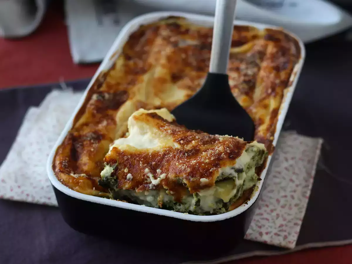 Kremowa lasagne ze szpinakiem i ricottą