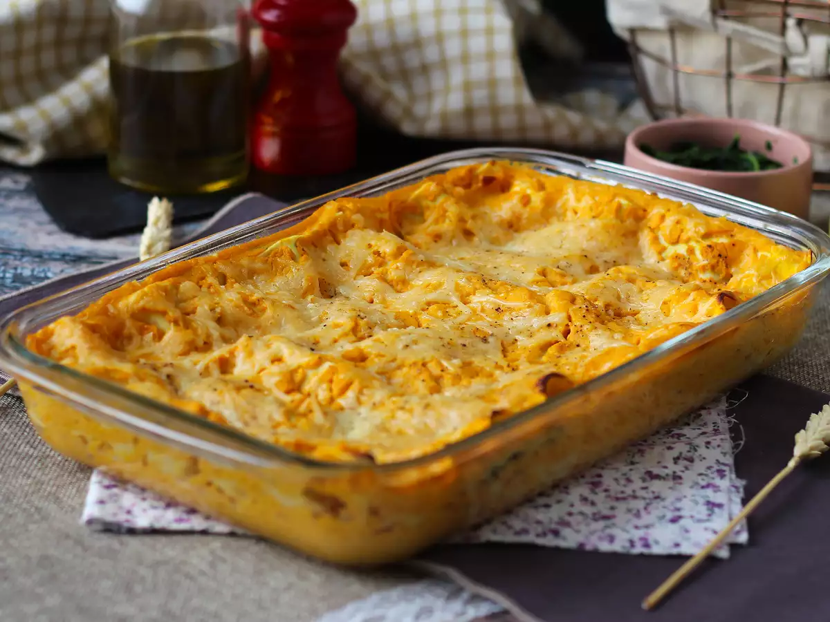 Lasagne z dynią piżmową, szpinakiem i ricottą