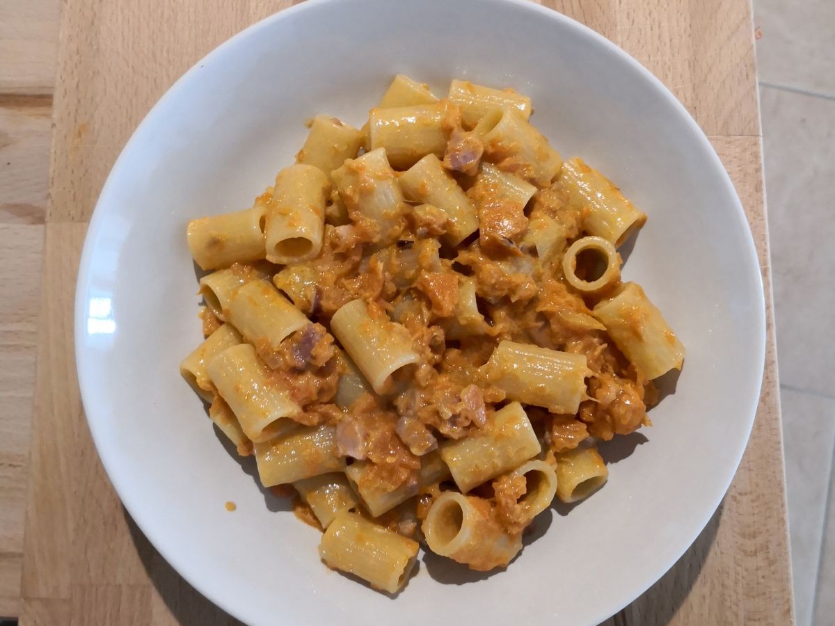 Makaron z dynią i boczkiem