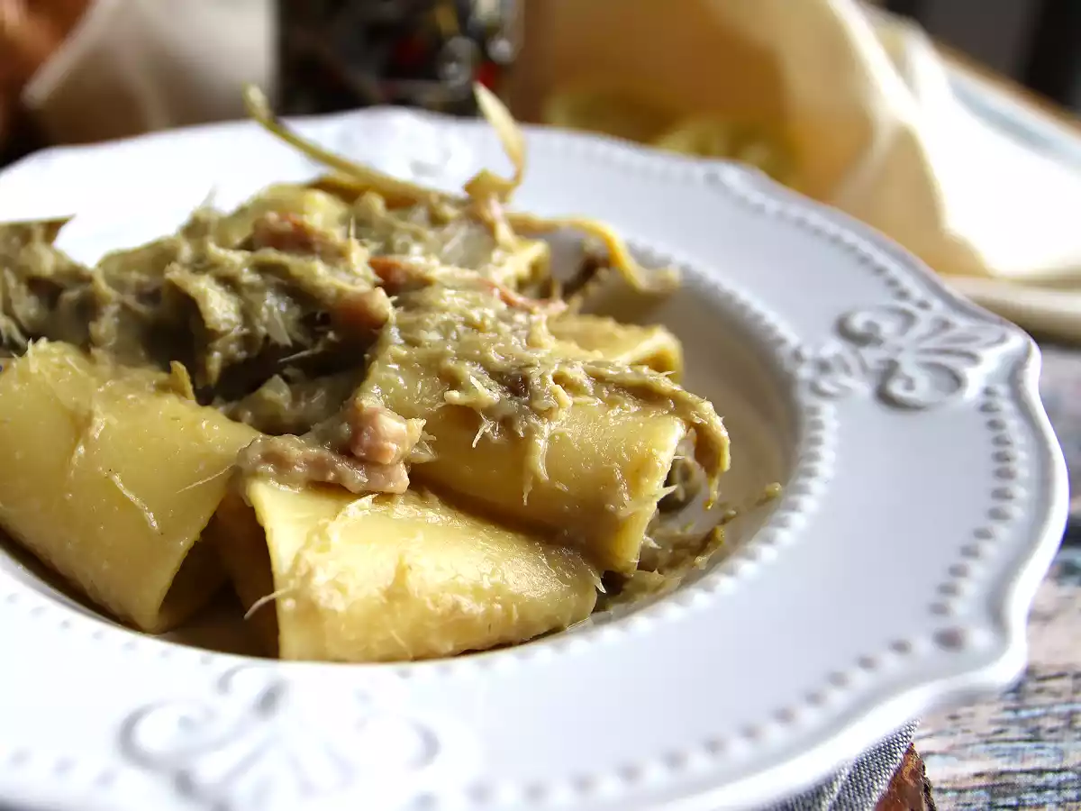Makaron z karczochami i boczkiem - smaczne i łatwe w przygotowaniu pierwsze danie - zdjęcie 4