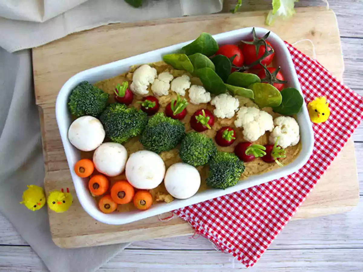 Ogródek warzywny na aperitif (hummus i młode warzywa) - zdjęcie 5