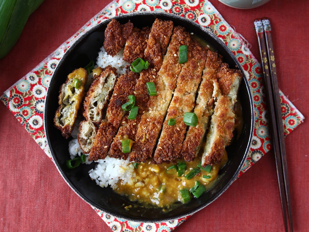 Panierowany bakłażan z bułką tartą panko w stylu japońskiego curry katsu, ale wegetariański - zdjęcie 2