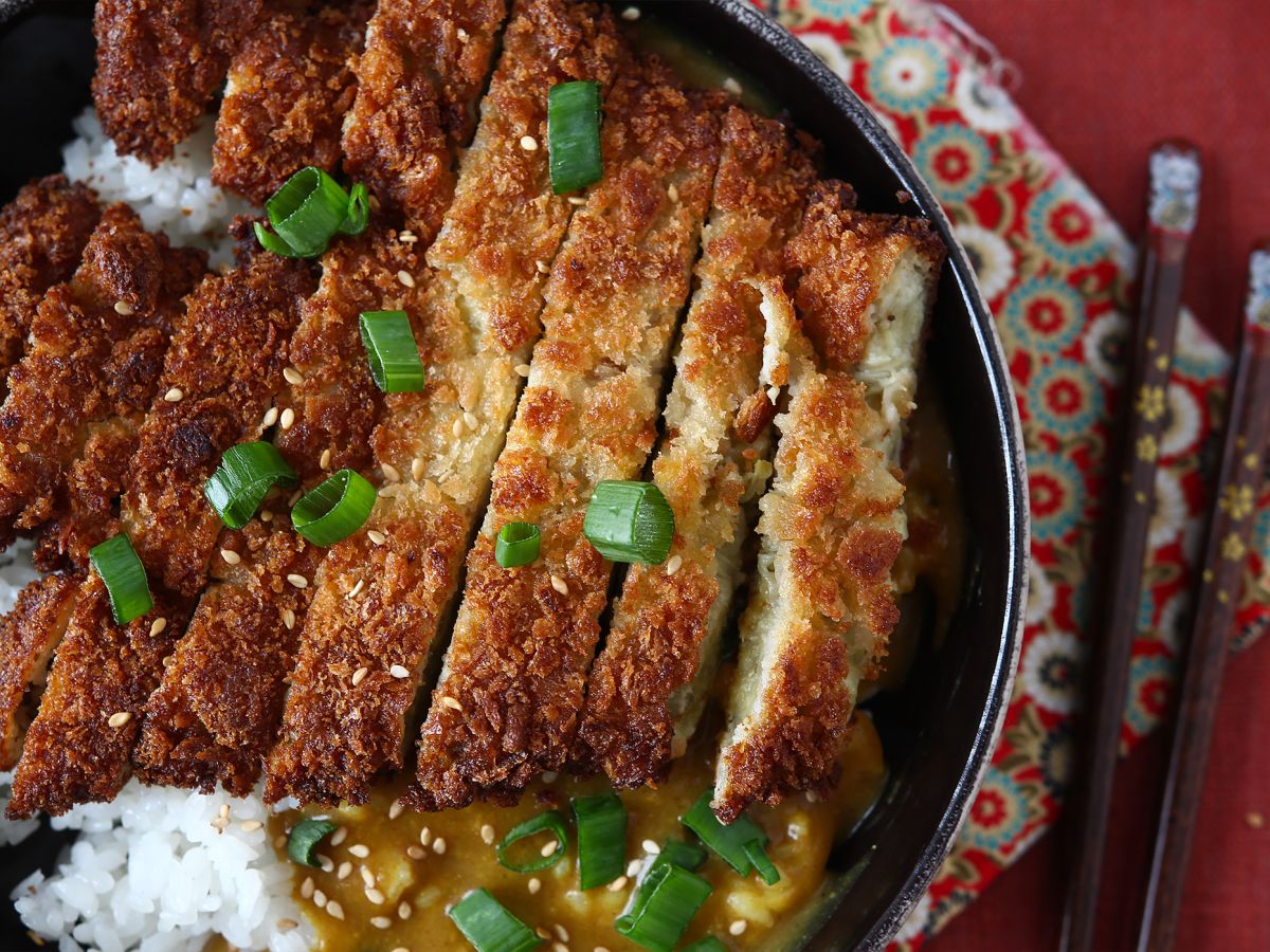 Panierowany bakłażan z bułką tartą panko w stylu japońskiego curry katsu, ale wegetariański - zdjęcie 3