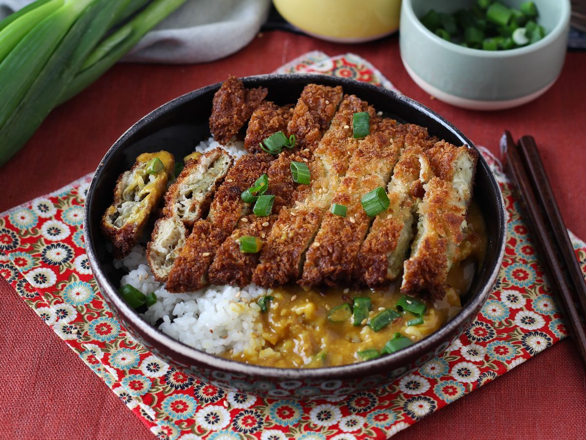 Panierowany bakłażan z bułką tartą panko w stylu japońskiego curry katsu, ale wegetariański - zdjęcie 4