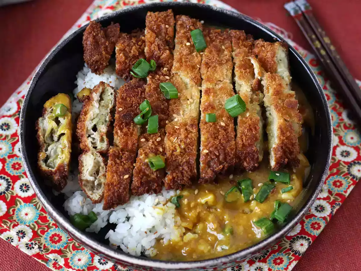 Panierowany bakłażan z bułką tartą panko w stylu japońskiego curry katsu, ale wegetariański - zdjęcie 8