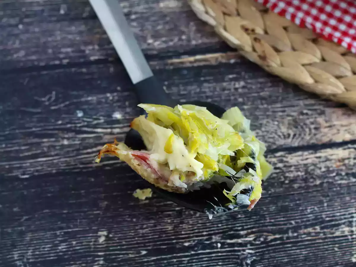 Pory zapiekane z gotowaną szynką i serem - zdjęcie 4