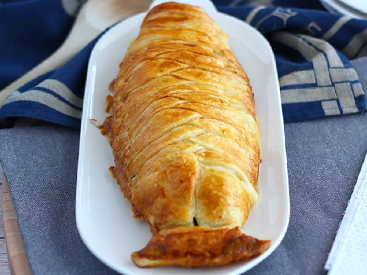 Ryba w cieście francuskim ze szpinakiem i mozzarellą - zdjęcie 4