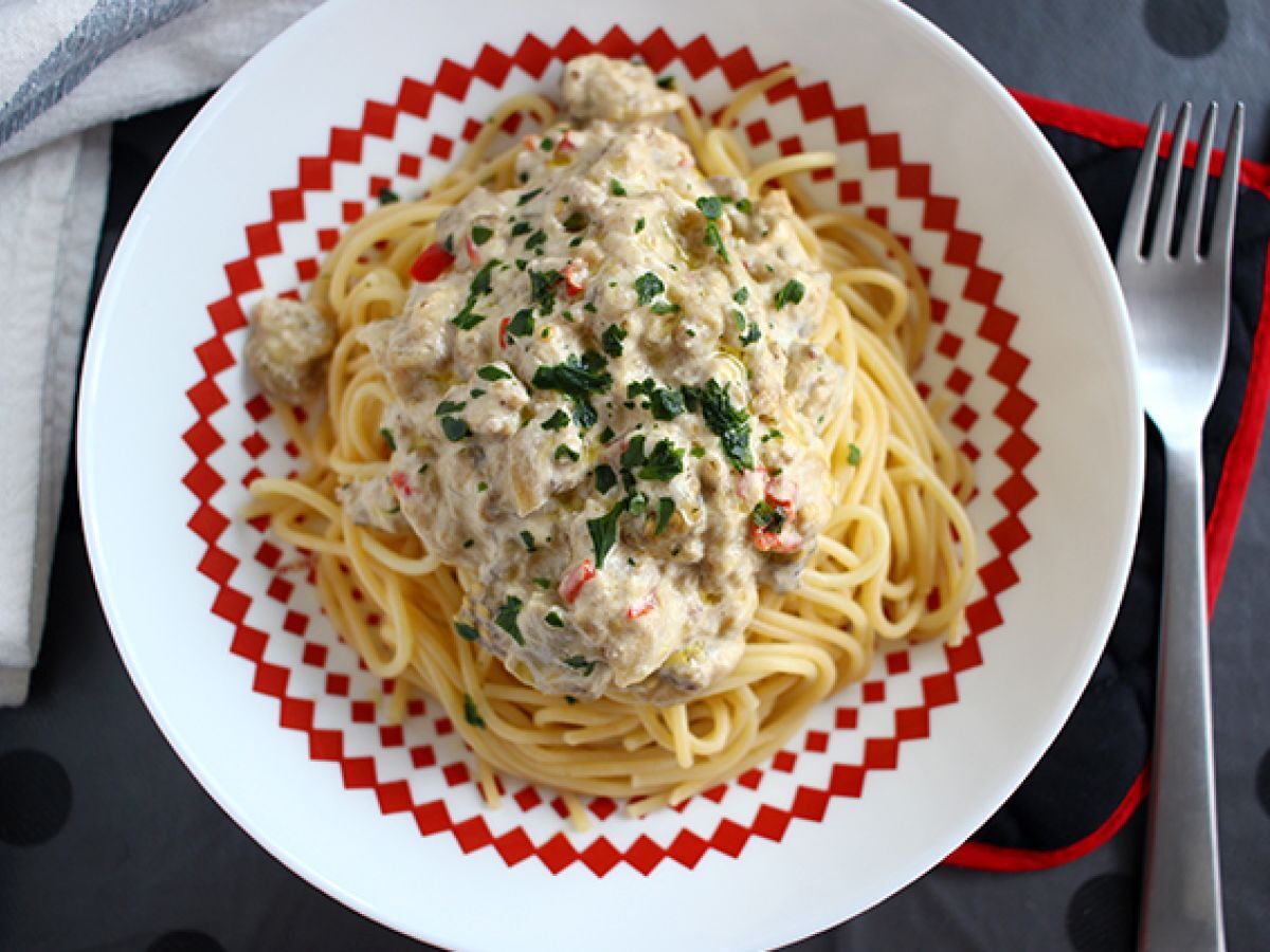 Spaghetti z carbonarą z bakłażana - zdjęcie 2