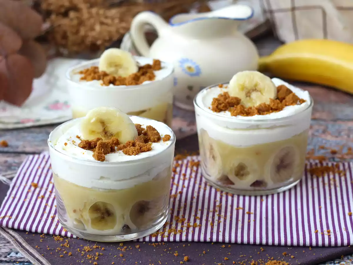 Szklanki w stylu banoffee dla fanów bananów i karmelu