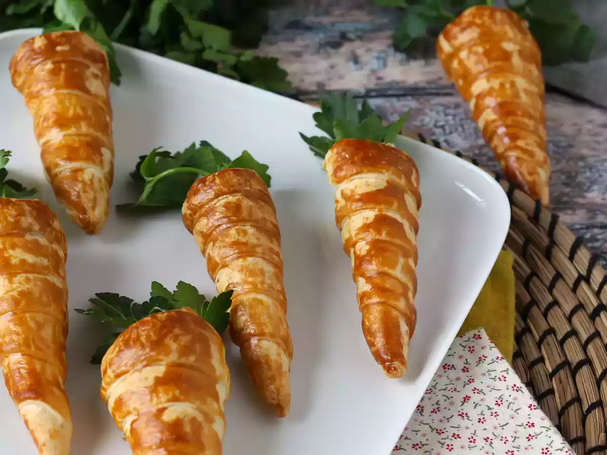 Urocze marchewki z ciasta francuskiego na wielkanocny aperitif: kozi ser i suszone pomidory - zdjęcie 2