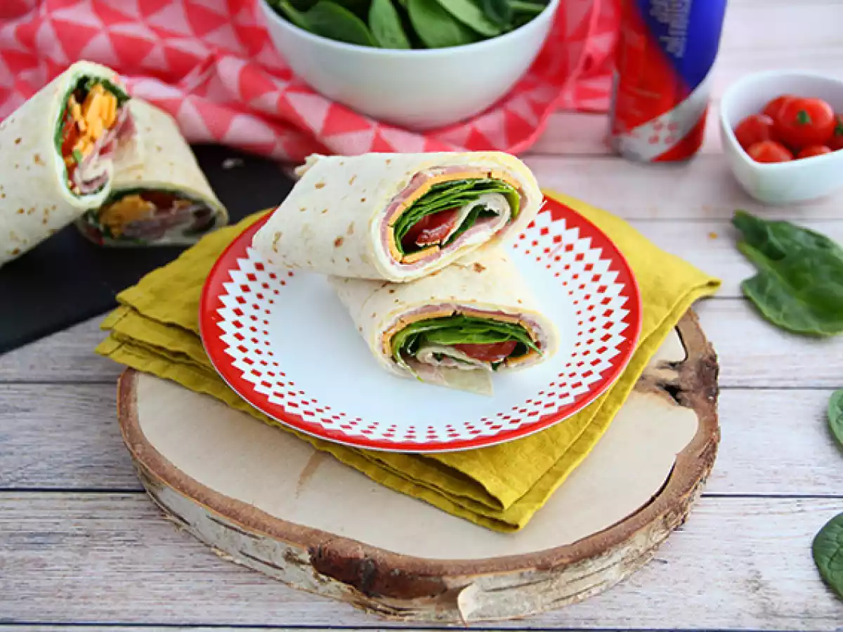 Wrapy z szynką, serem cheddar i szpinakiem - zdjęcie 4