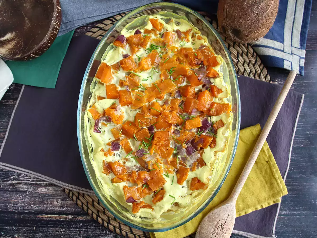 Zapiekanka z batatów z mlekiem kokosowym i curry - zdjęcie 4