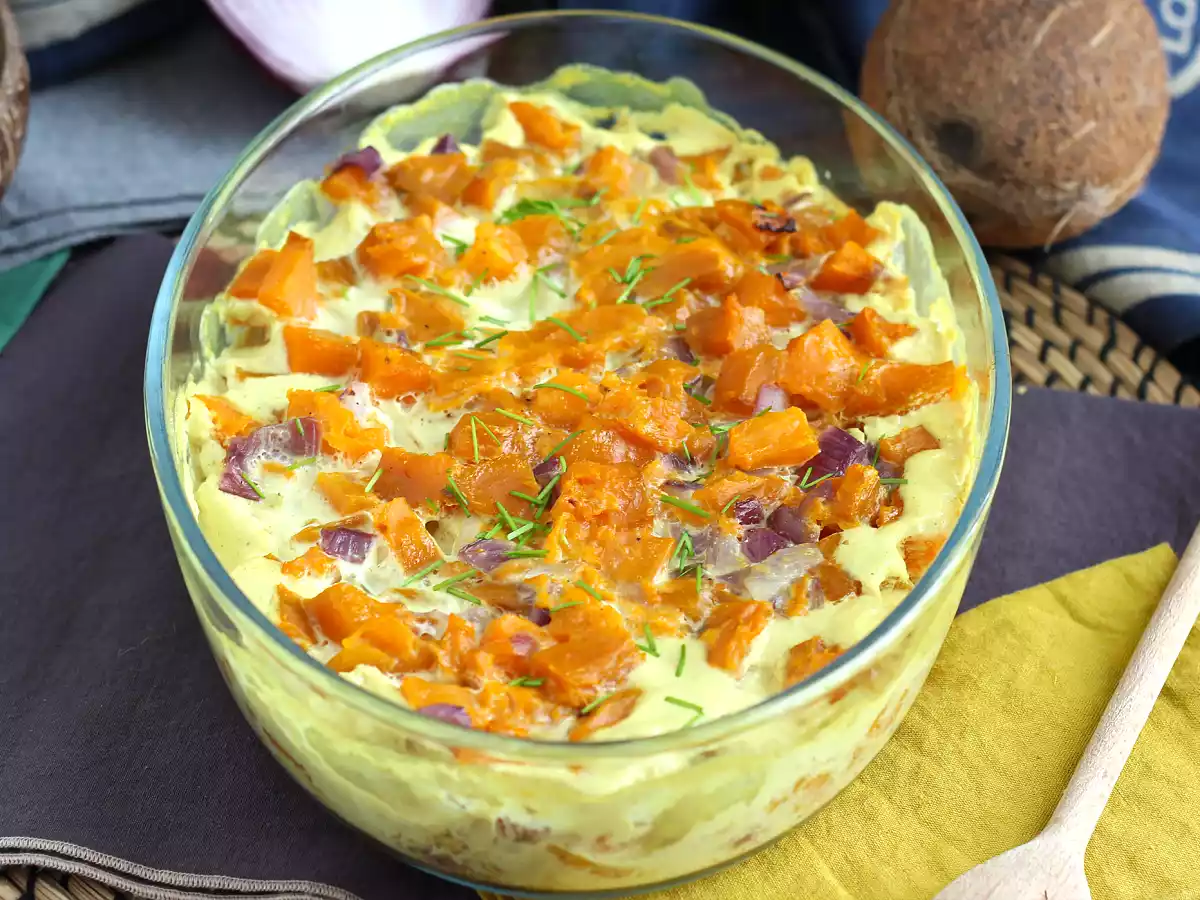 Zapiekanka ze słodkich ziemniaków z mlekiem kokosowym i curry - zdjęcie 2
