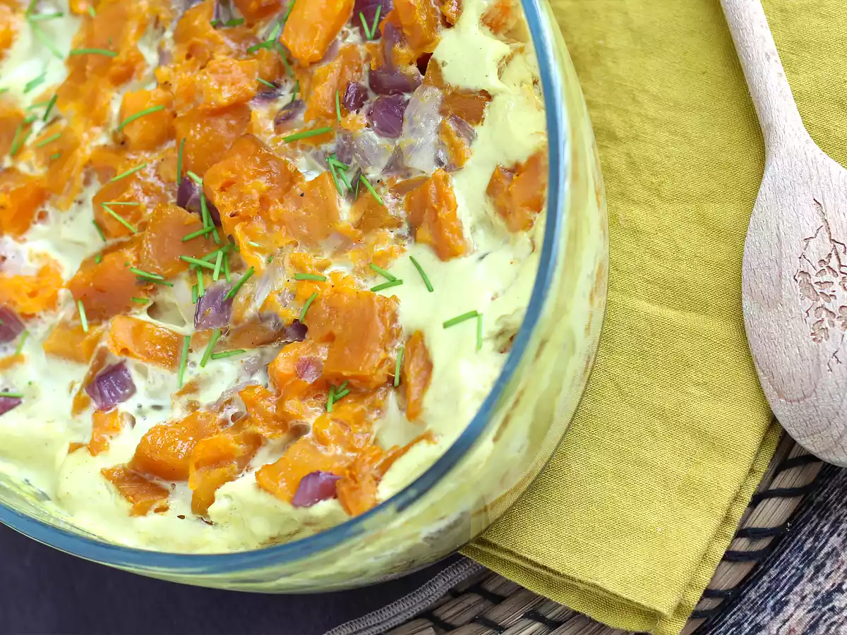 Zapiekanka ze słodkich ziemniaków z mlekiem kokosowym i curry - zdjęcie 5