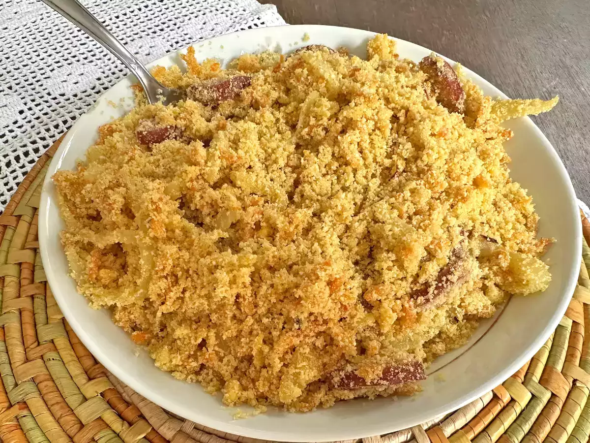 Złota farofa pepperoni z jajkiem i marchewką - zdjęcie 2