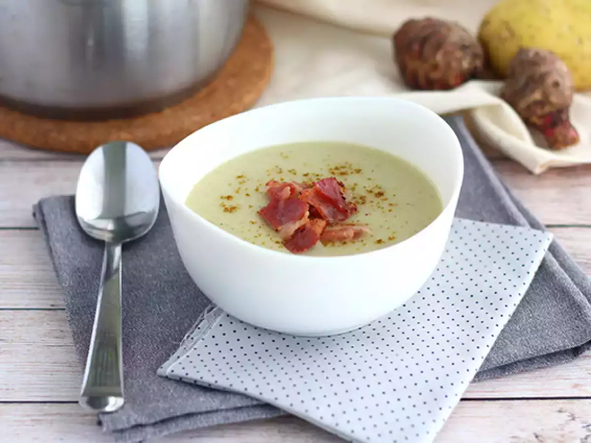 Zupa-krem z topinamburu, ziemniaków i boczku